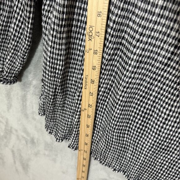 J Jill Top 2X Black White Checks V Neck 3/4 Sleeves Plus Tunic Cottagecore - Picture 6 of 9